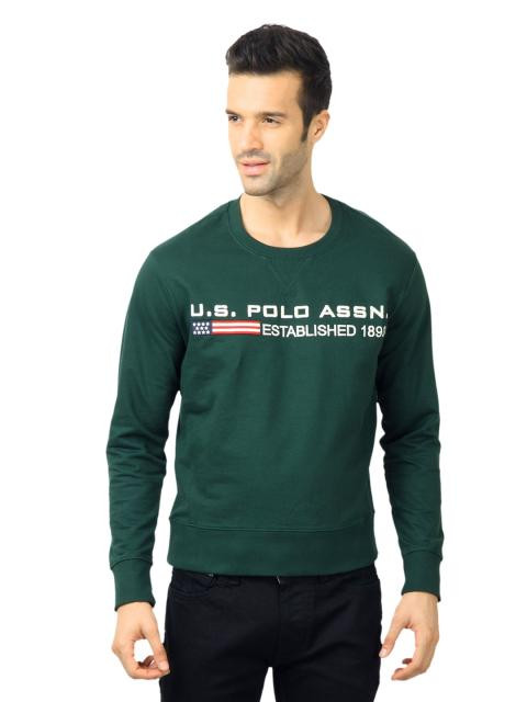 U.S. Polo Assn. Men Solid Green Sweatshirt