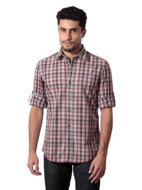 John Players Men Check Red Shirt