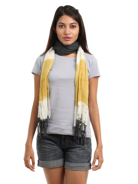 Femella Women Yellow & Grey Scarf