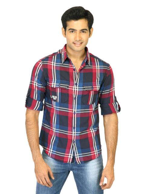 Spykar Men Check Red Shirts