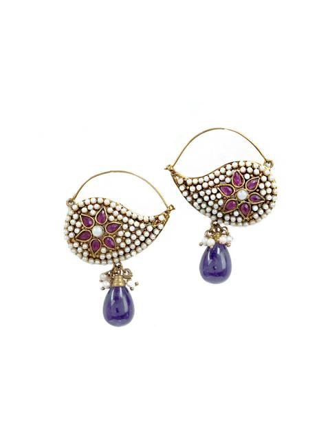 Royal Diadem Gold & Purple Earrings