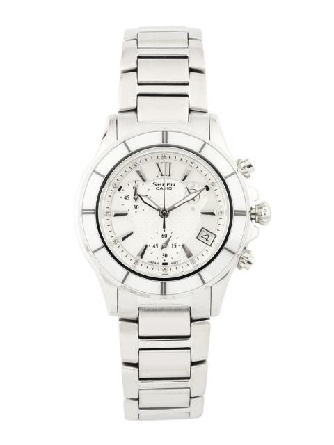 Casio Sheen Women Silver-Toned Dial Chronograph Watch SX040