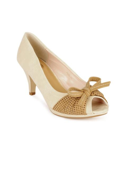 Cobblerz Women Cream-Coloured Peep Toes