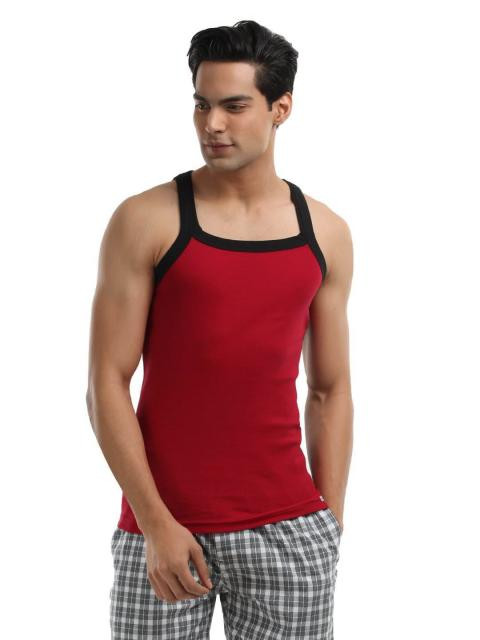 Crusoe Men Red and Black Innerwear Vest