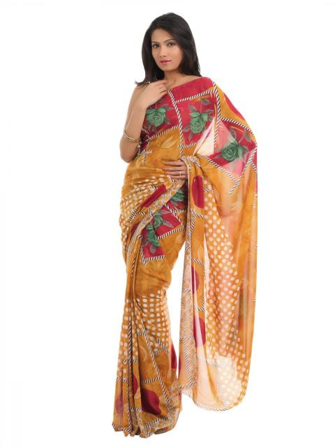 FNF Mustard Printed Sari