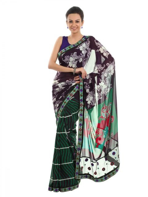 FNF Purple Printed Sari