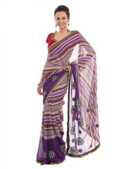 FNF Purple Printed Sari