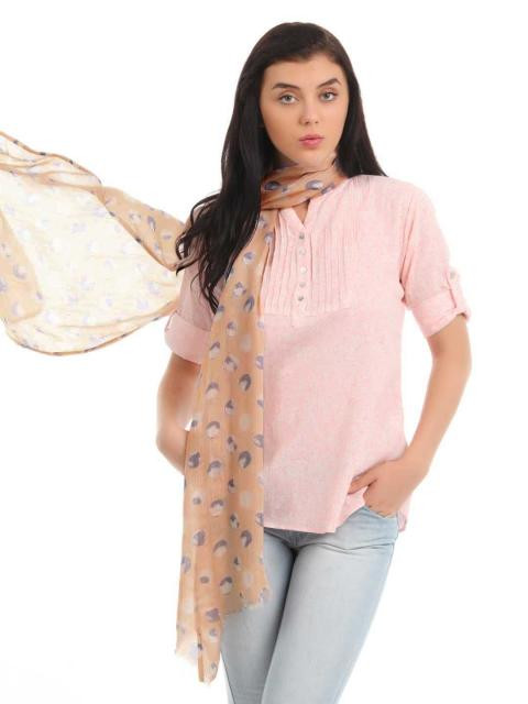 Femella Women Peach Printed Scarf