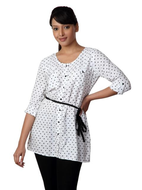 Femella Women White Printed Tunic