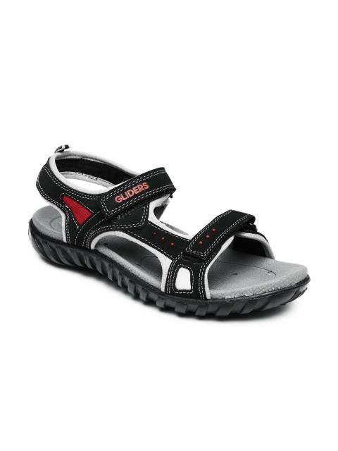 Gliders Men Black Davis Sports Sandals