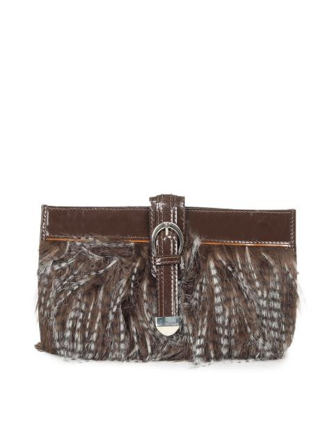 Ivory Tag Brown Fur Clutch
