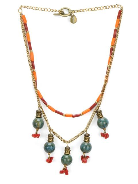 Ivory Tag Women Tangerine Coral Red and Orange Necklace