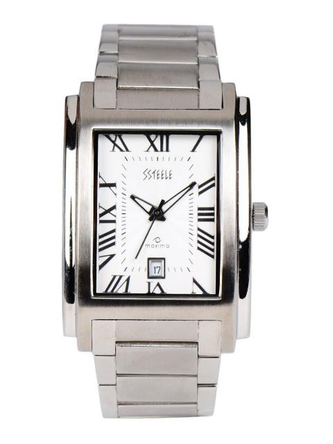 Maxima Men White Steel Watch
