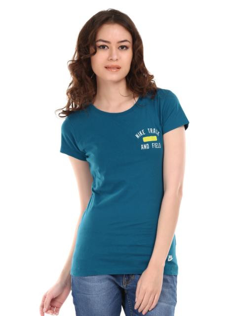 Nike Women Blue Printed T-shirt