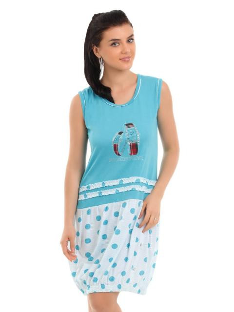 Red Rose Women Blue Nightdress