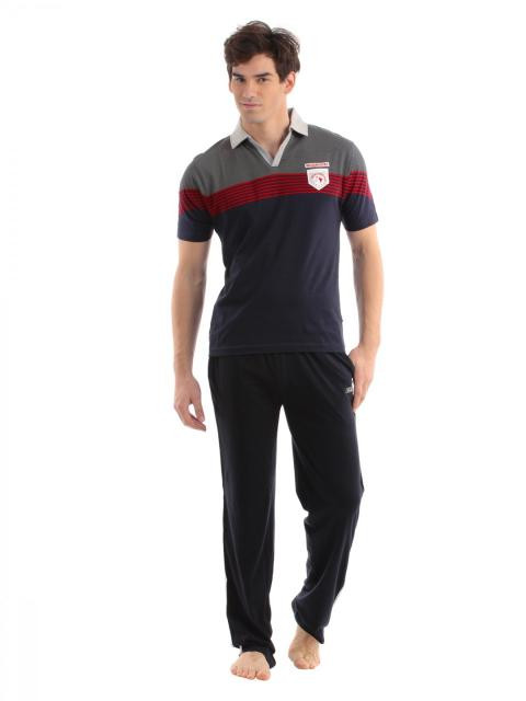 SDL by Sweet Dreams Men Blue & Grey Pyjama Set