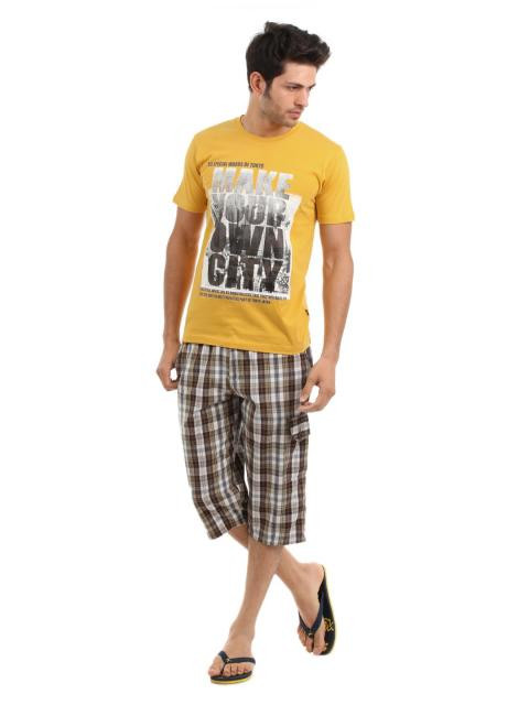 SDL by Sweet Dreams Men Mustard Pyjama Set