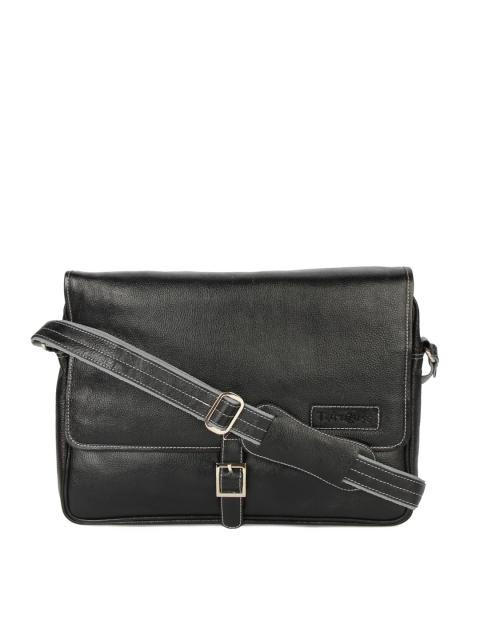 Tortoise Men Black Leather Laptop Bag