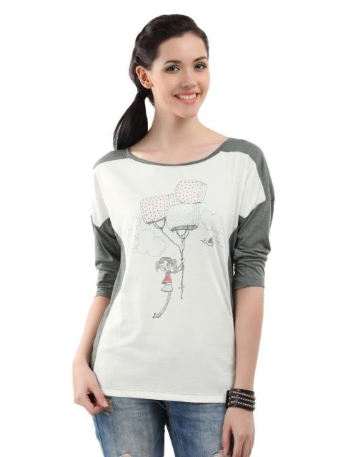 United Colors of Benetton Women Printed White Top