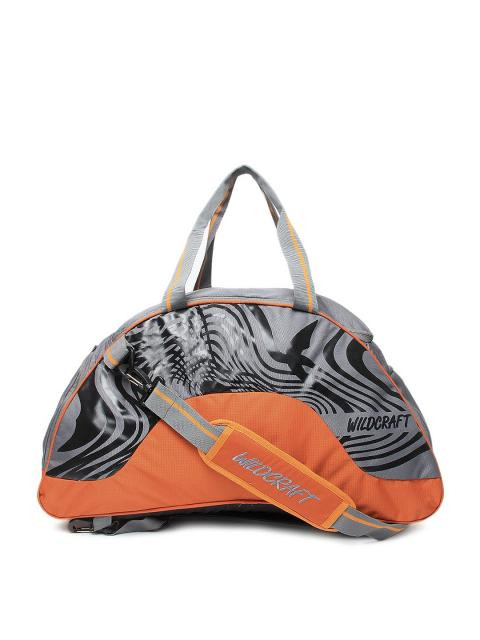 Wildcraft Unisex Grey & Orange Printed Duffle Bag