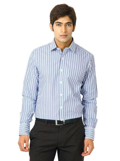 United Colors of Benetton Men Stripes Blue Shirts