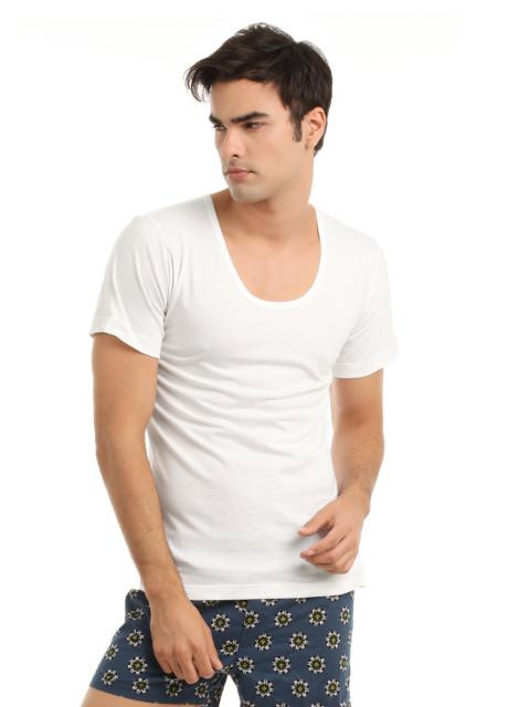 Hanes Men White Classic U-Neck Vest