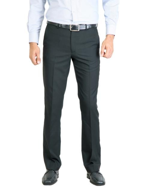 Peter England Men Stripes Black Trouser