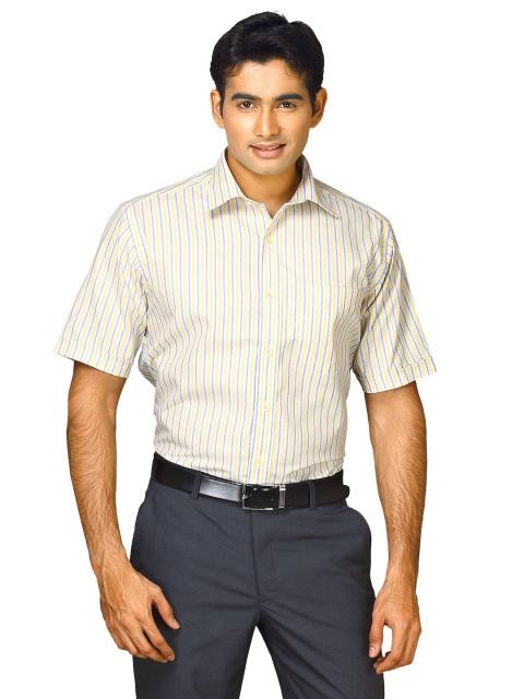 John Miller Men White Stripes Shirts