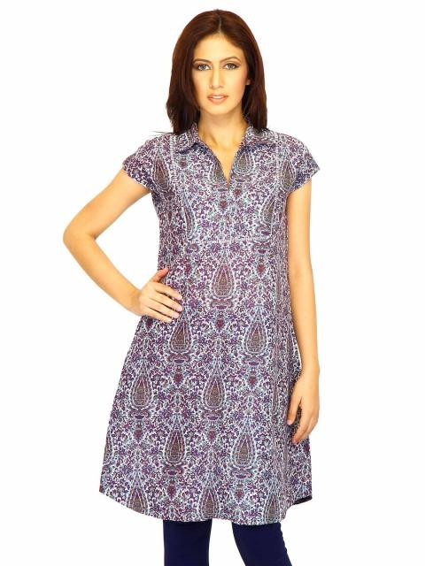 W Women Printed Purple Kurtas