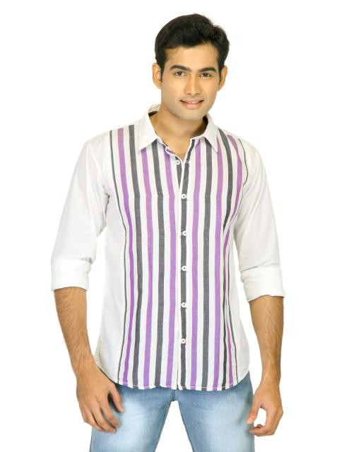 Probase Men Stripes White Shirts