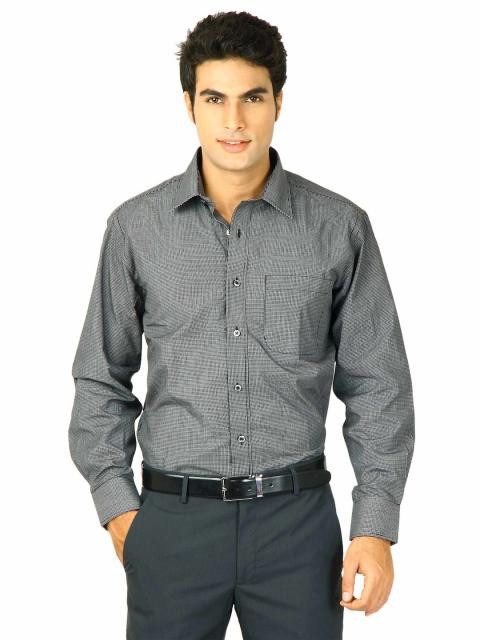 John Miller Men Black Checks Shirts