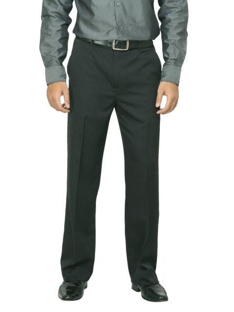 John Miller Men Striped Black Trousers