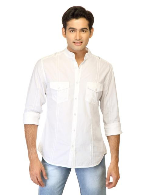 United Colors of Benetton Men Solid White Shirts