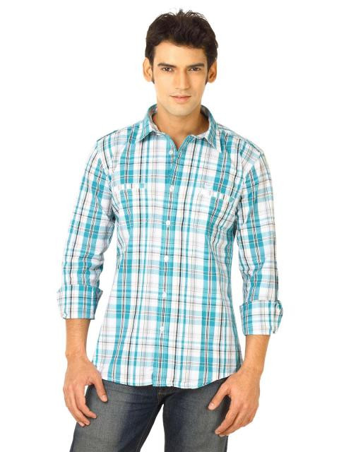 Flying Machine Men Ydc Aqua Green Shirts