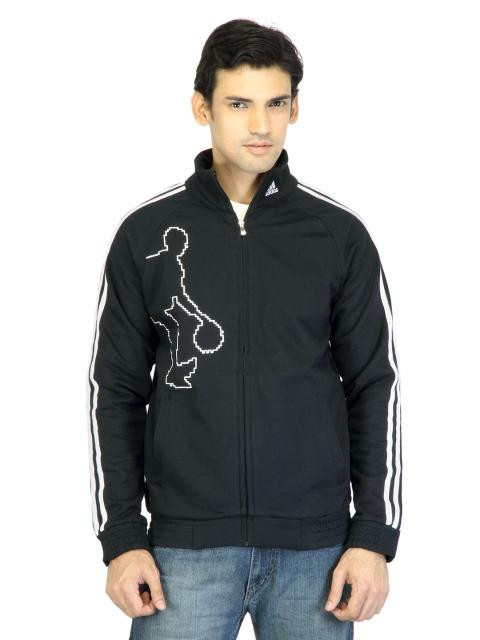 ADIDAS Men Printed Black Sweatshirt