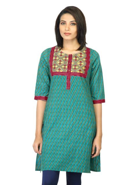Mother Earth Women Printed Green Kurta
