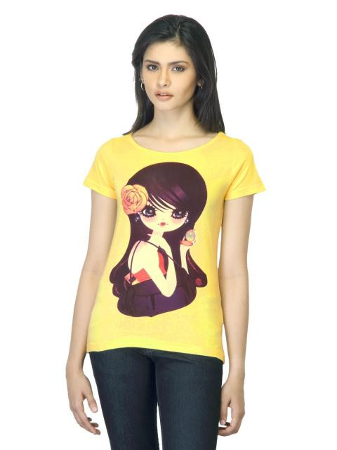 Jealous 21 Women Printed Yellow T-shirt