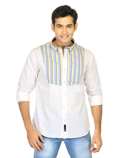 Probase Men Stripes White Shirts