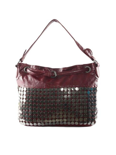 Kiara Women Steel Design Maroon Handbag