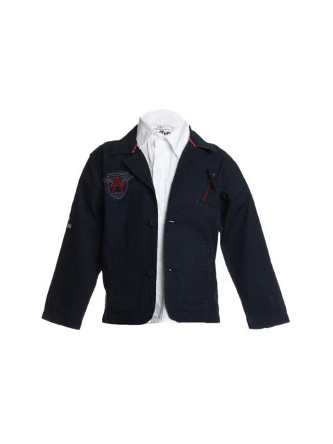 Gini and Jony Boys Printed Navy Blue Blazer