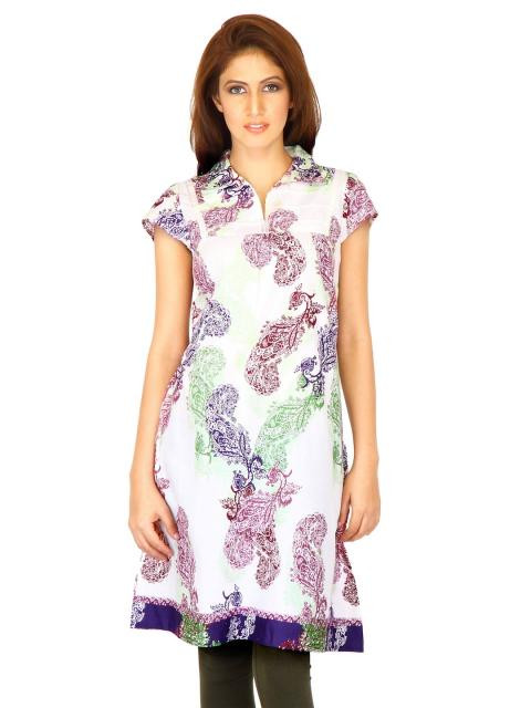 W Women Printed White Kurtas