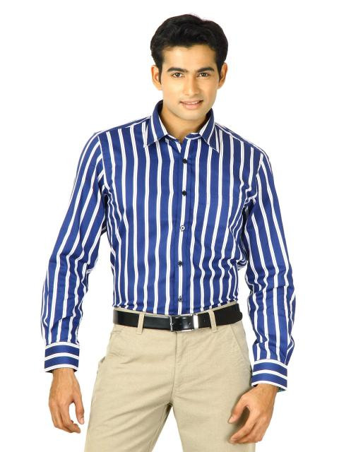 Indigo Nation Men   Blue & White Stripe Shirt