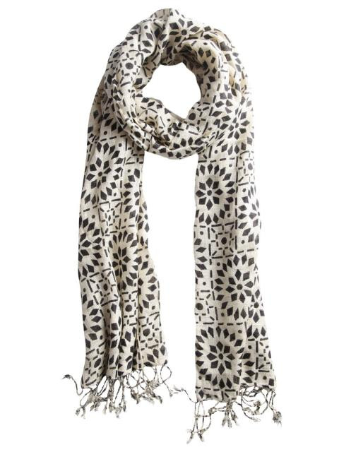 Femella Women Printed Black & Cream Scarf
