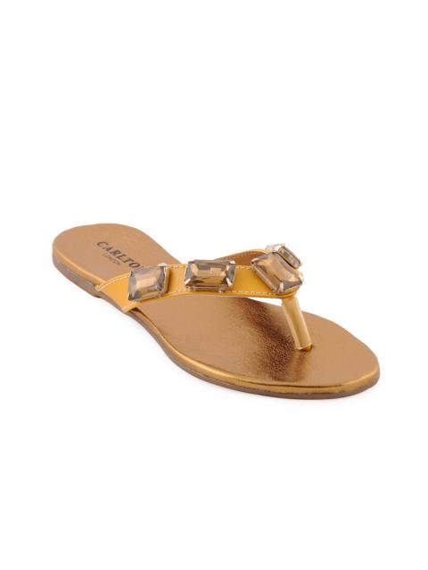Carlton London Women Casual Yellow Sandals