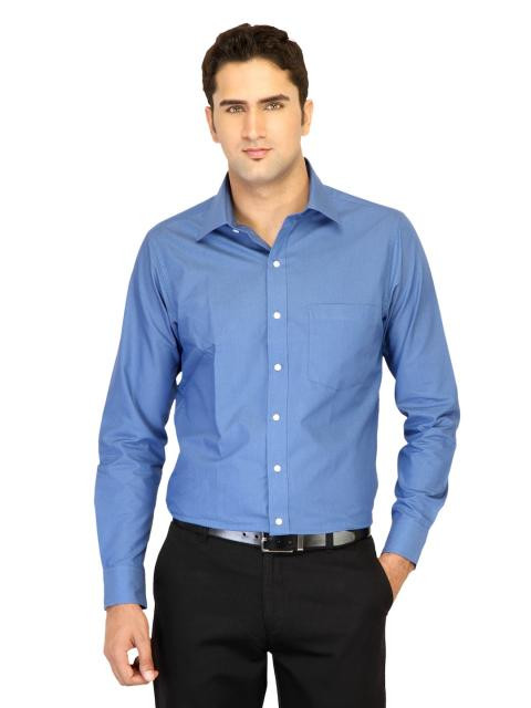 Belmonte Men Solid Blue Shirts