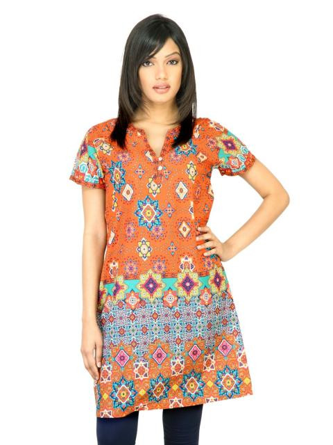 BIBA Women Printed Orange Kurta
