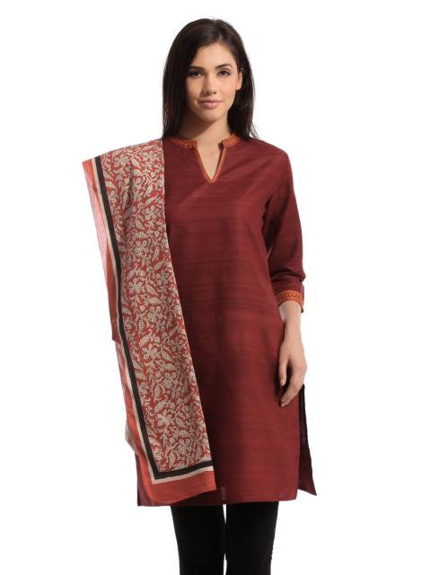 Fabindia Women Printed Rust Stole