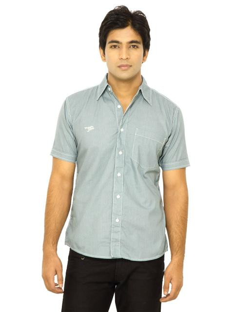 Wrangler Men Stampede Printed Stripe Green Shirts