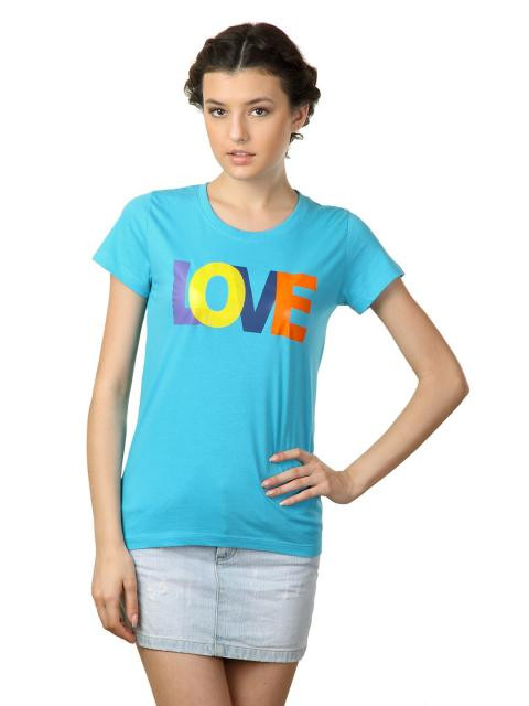 Myntra Women Love Blue T-shirt