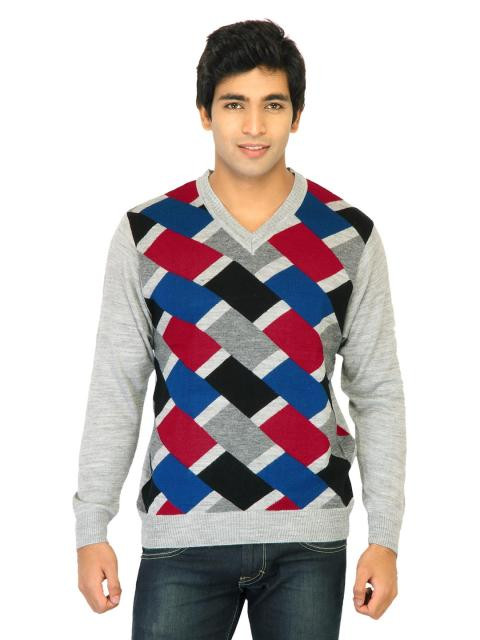 Flying Machine Men Checks Grey Sweaters